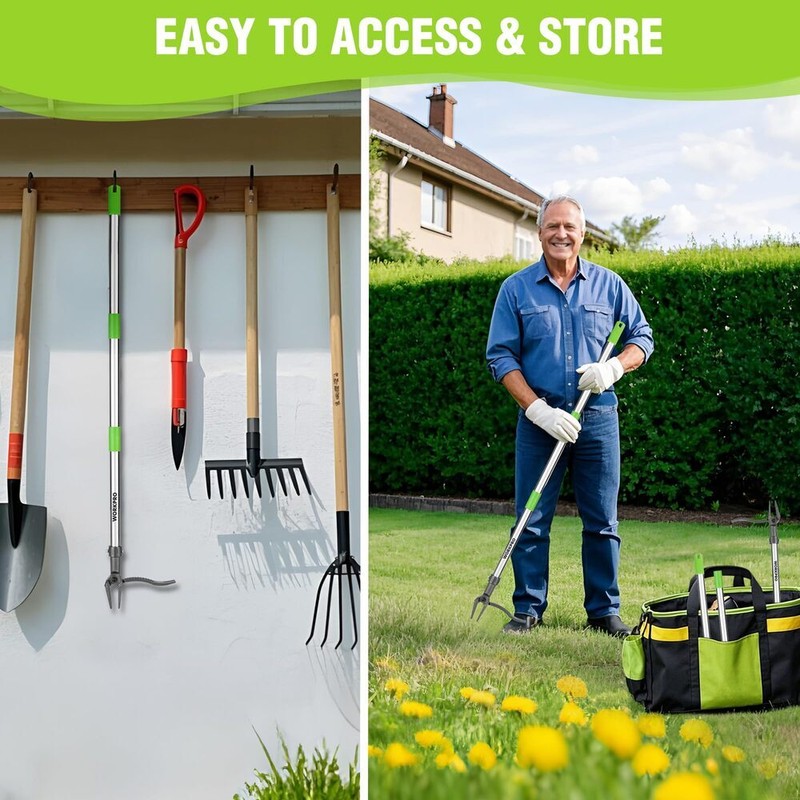 WORKPRO Weed Puller Tool Long Adjustable Handle Stand Up Heavy Duty Weed Remover gallery