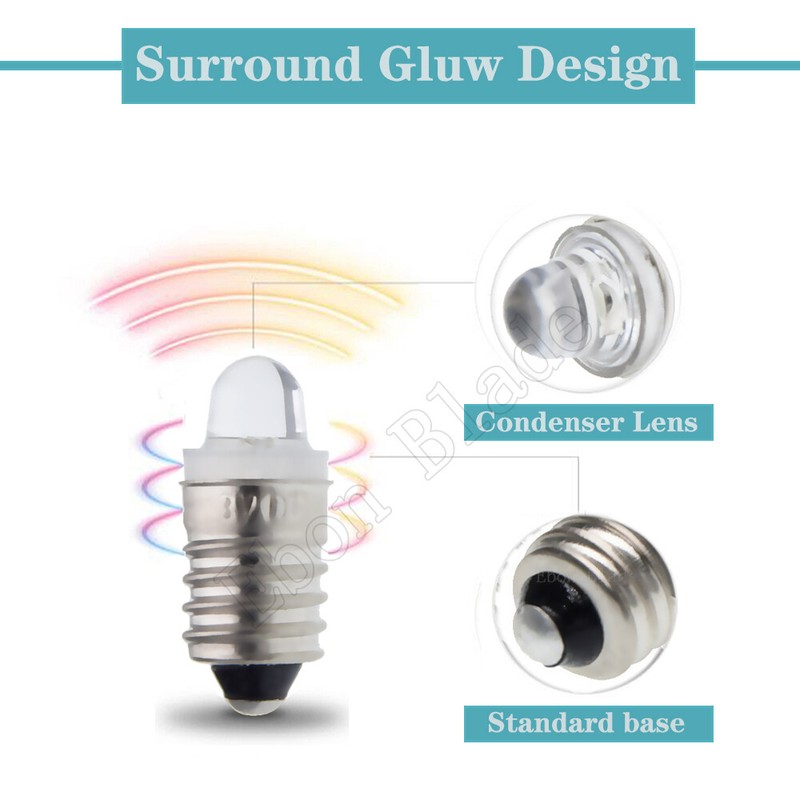 10Pcs 3000k/6000k E10 Screw Base LED Minuature Flashlight Torch Light Bulb 12V gallery