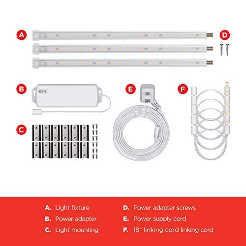 10in. Linkable LED Bright Strips, 825 Lumens, 2700K Warm White Light, 3 Pack gallery