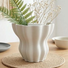 Contemporary White Ceramic Vase, Abstract Irregular Shape Sculptural Accent f…