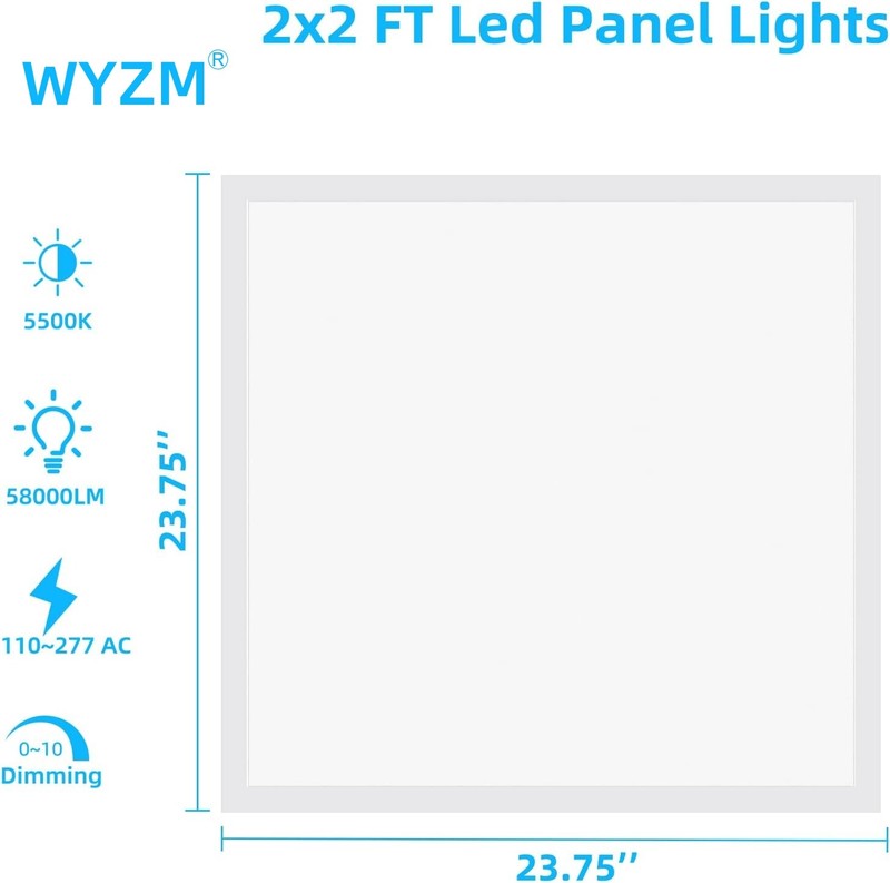 2x2FT LED Flat Panel Light 5400LM 45W Drop Ceiling Office Light Recessed Fixture gallery
