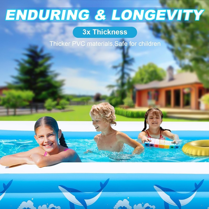 Best Large Inflatable Swimming Pool for Adults Kids - 130"x72"x22" Blow Up Pools gallery