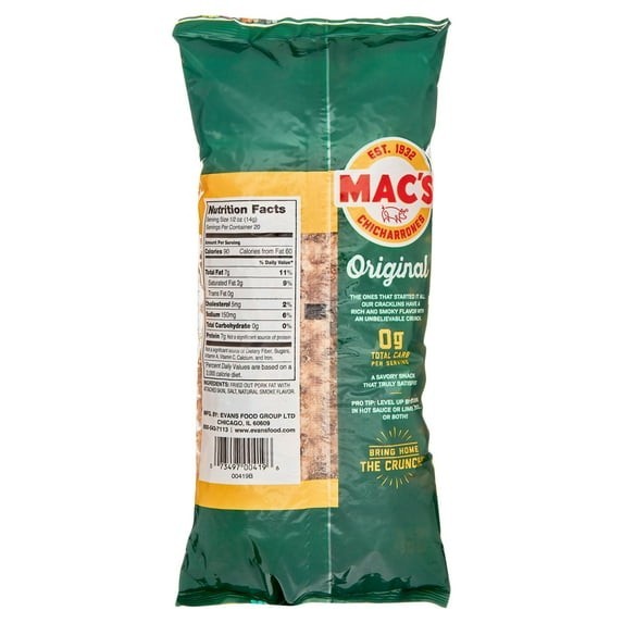 Mac's Chicharrones Original Pork Cracklins 10 oz Fried Pork Rinds gallery