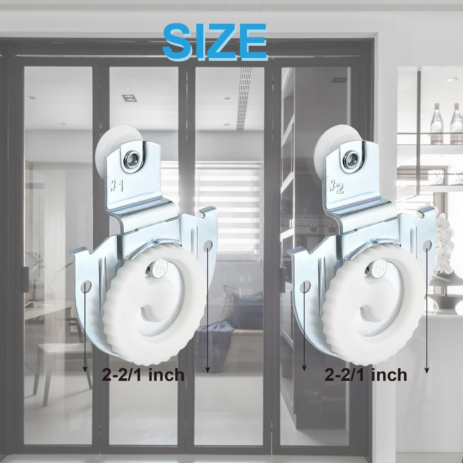 4 Piece Sliding Wardrobe Door Hardware Set, Closet ‎Sliver gallery