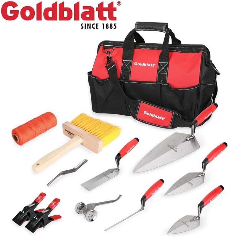 Goldblatt 12PCS Masonry Hand Tool Set Tuck Pointing Trowel Skate String Line Kit gallery