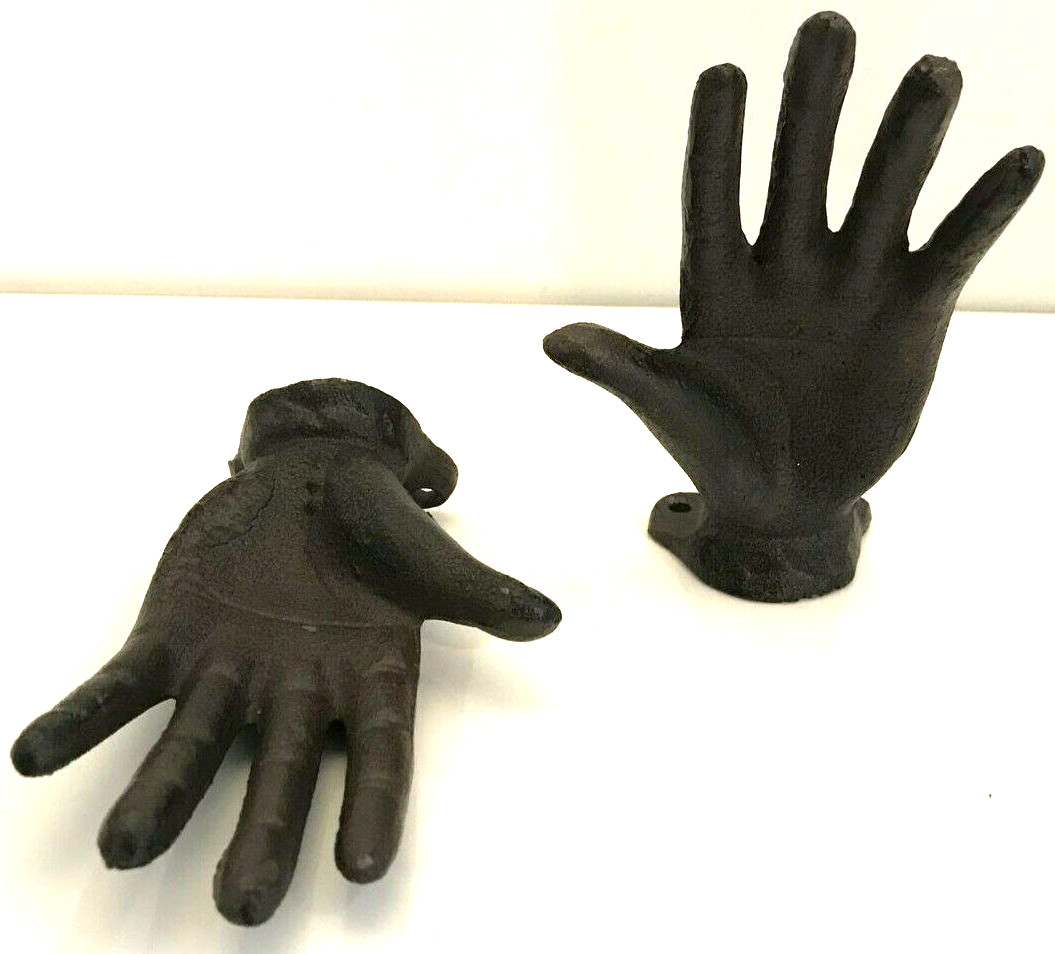 2; Open Hands Wall Hook Cast Iron Purse Towel Coat Jewelry Hanger Key Rack Hooks gallery