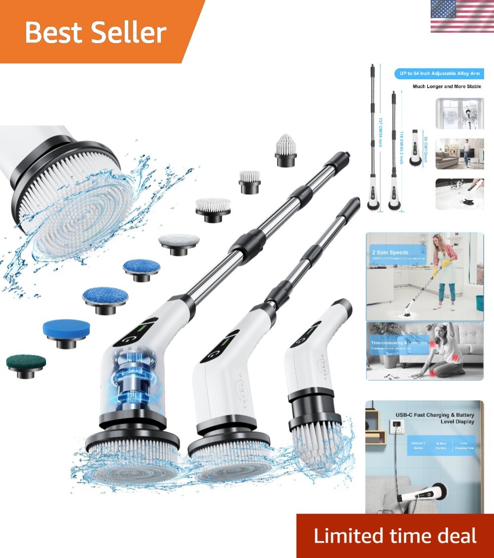 Waterproof Electric Spin Scrubber - Effortless Cleaning with 90 Min Battery Life gallery
