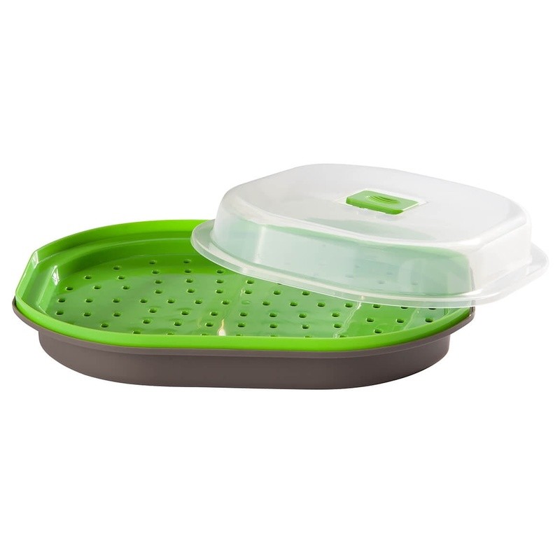 Microwave Steamer Fish Veggies BPA Free Easy Clean Adjustable Vent Quick Meal US gallery