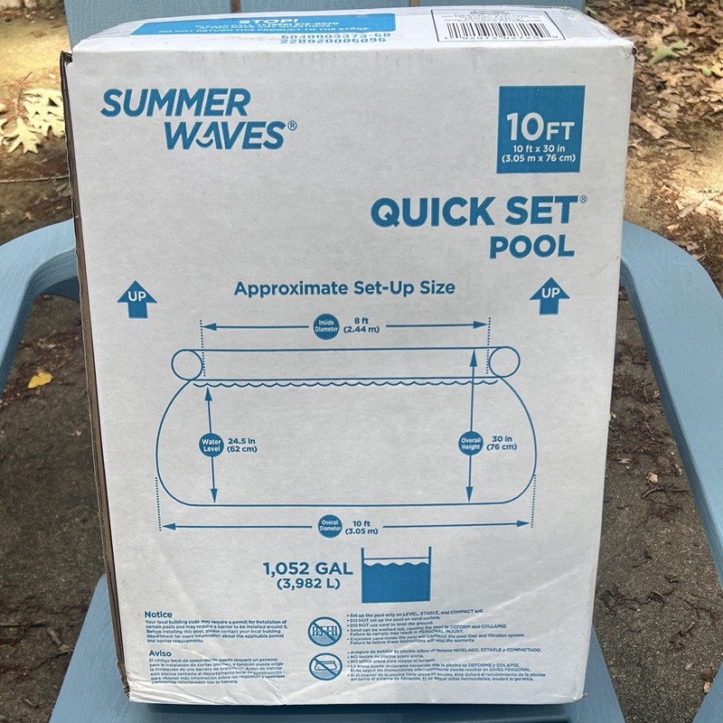 Summer Waves Quick Set 10ft x 30in Round Inflatable Pool 1,052 gal Blue w/Pump gallery