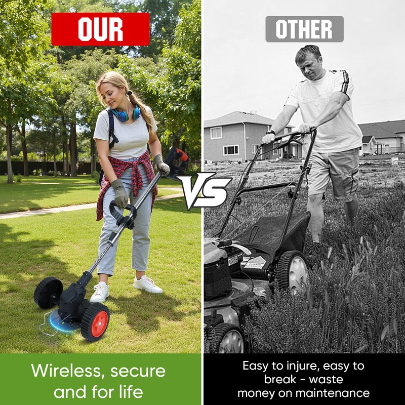 Electric Cordless Grass String Trimmer Lawn Edger Weed Wacker Cutter + 2 Battery gallery