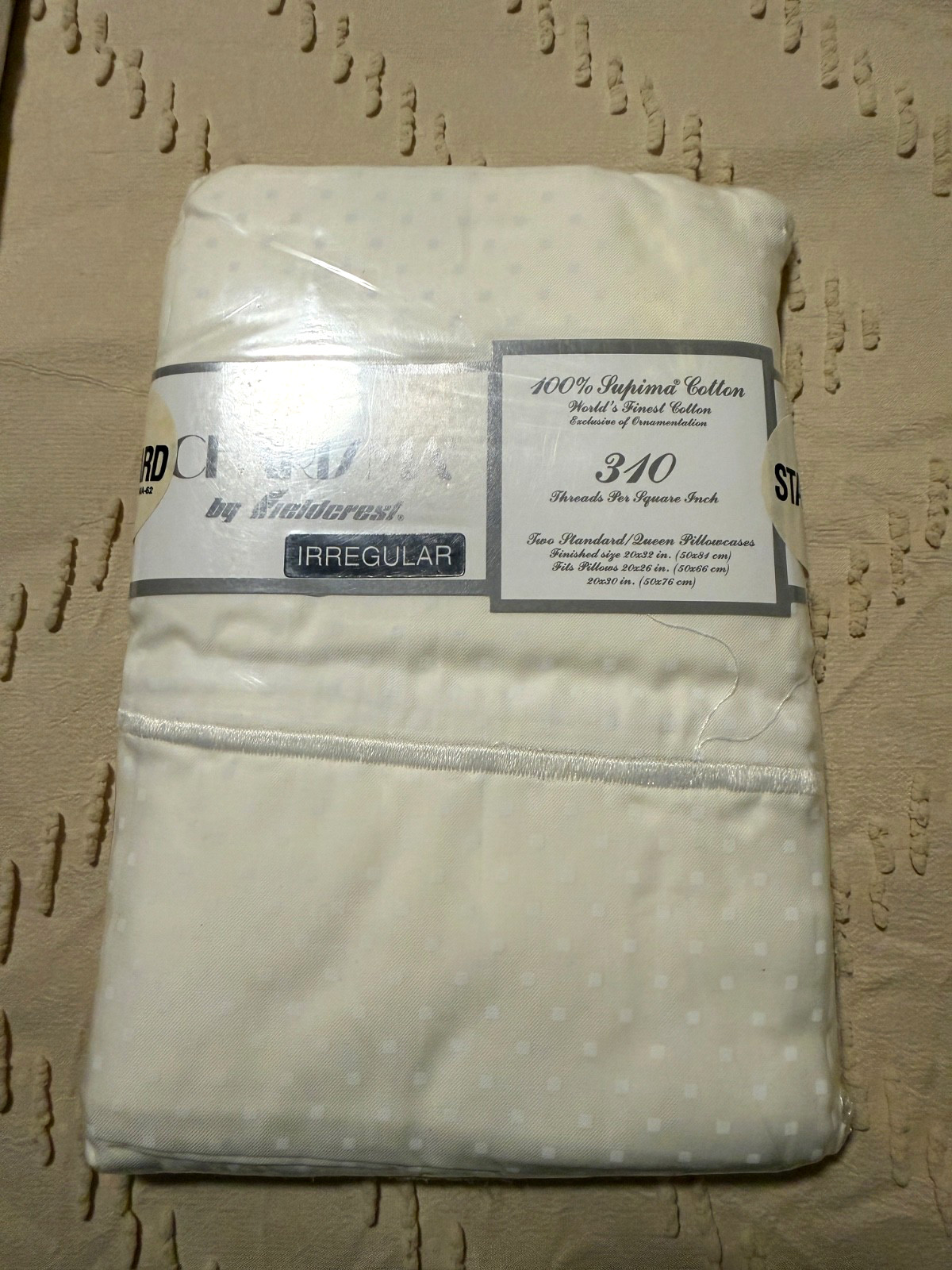 Vintage Charisma by Fieldcrest Standard/Queen Pillowcases Beige Dots NWT gallery