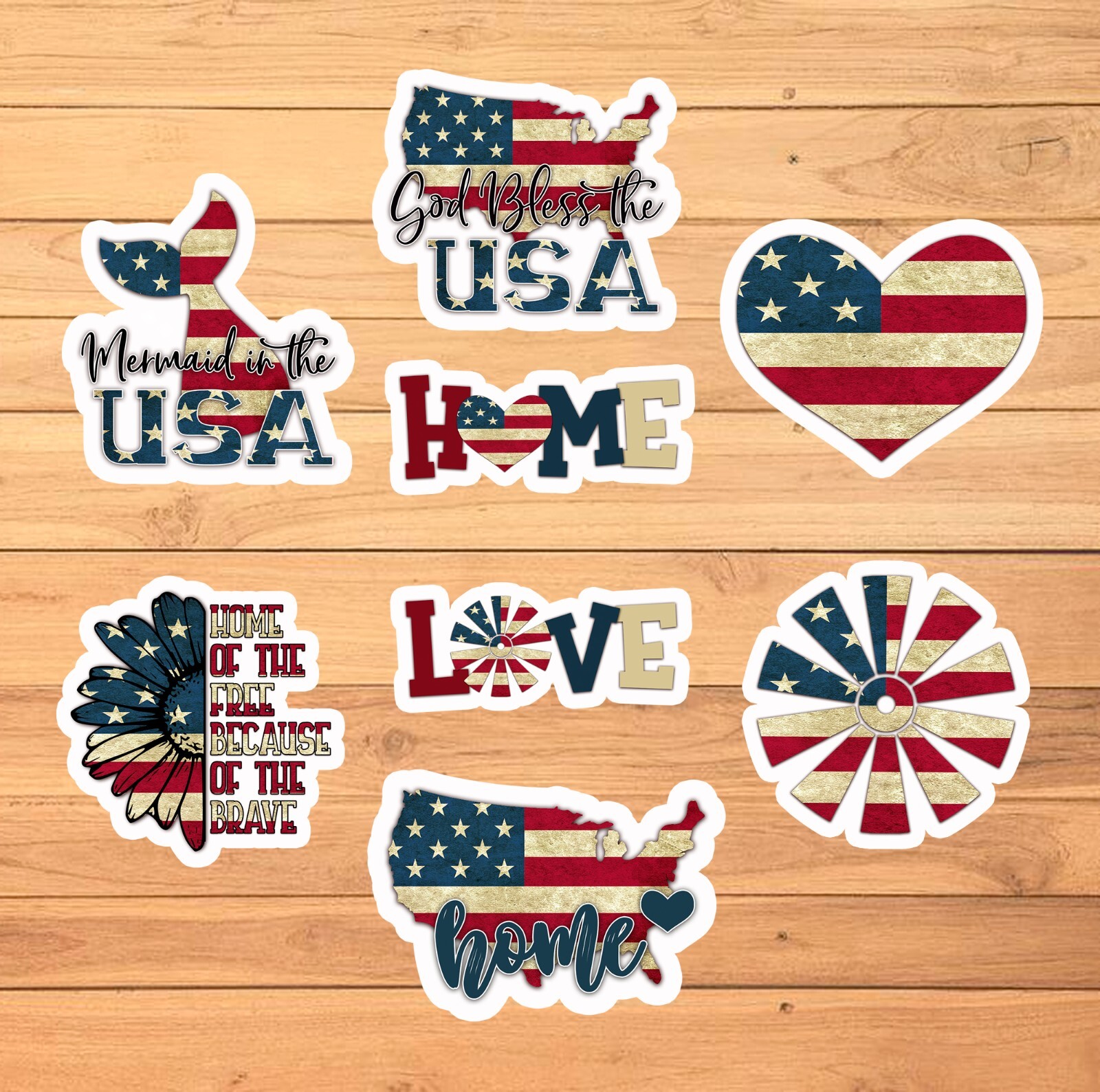 Patriotic Stickers / 2 1/2 Inch / Set of 8 / 5 Style Options gallery