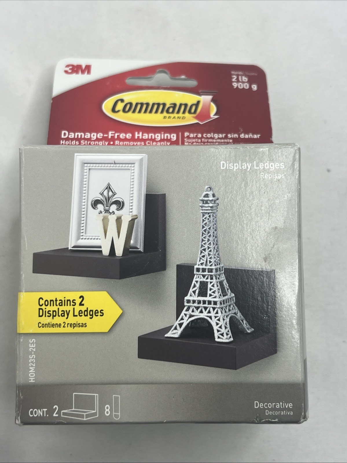 Command Display Ledges Holds up to 2 lb, Slate, Ledges with 8 Medium Strips gallery