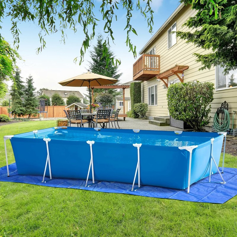 24x16 Ft Waterproof Pool Ground Cloth - Heavy Duty Liner Pad & Tarp with Stakes gallery