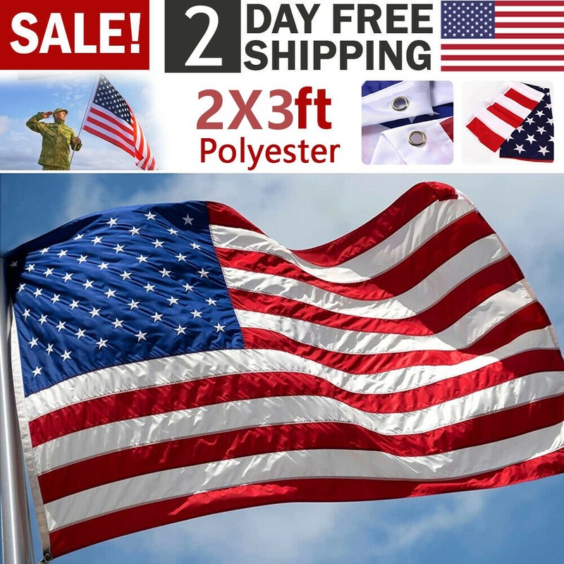 2PCS 2x3 Ft American Flag w/ Grommets - United States Flag -US Flag-USA America. gallery