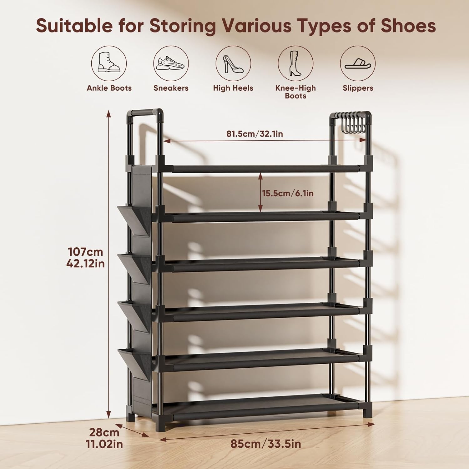 6 Tier Shoe Rack,Adjustable Metal Shoe Rack Organizer for 24-30 Pairs Shoe gallery