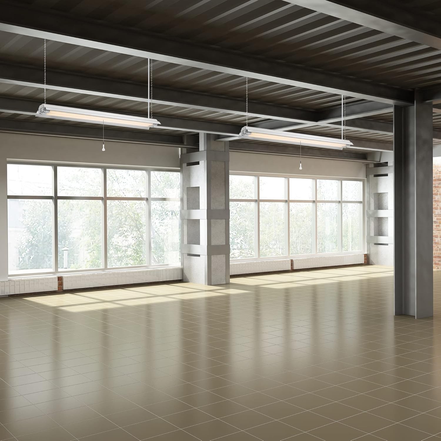 2-Lights Shop Light Fixture, 4 ft T8 LED Hanging Ceiling Lighting for Garage,... gallery