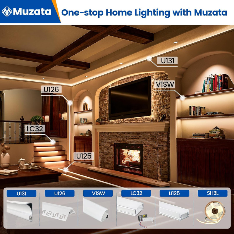 6Pack 3.3FT/1M V Shape LED Channel Silver Aluminum LED Strip Diffuser gallery