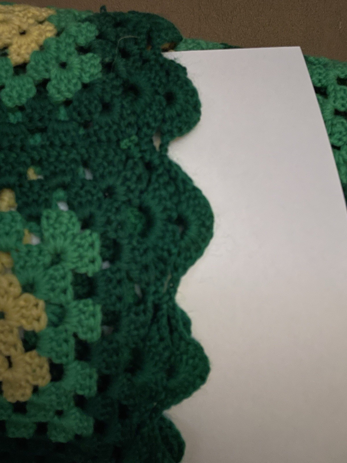 Handmade crocheted green granny square afghan 60x86. Scallop Edge.See Pics-read gallery