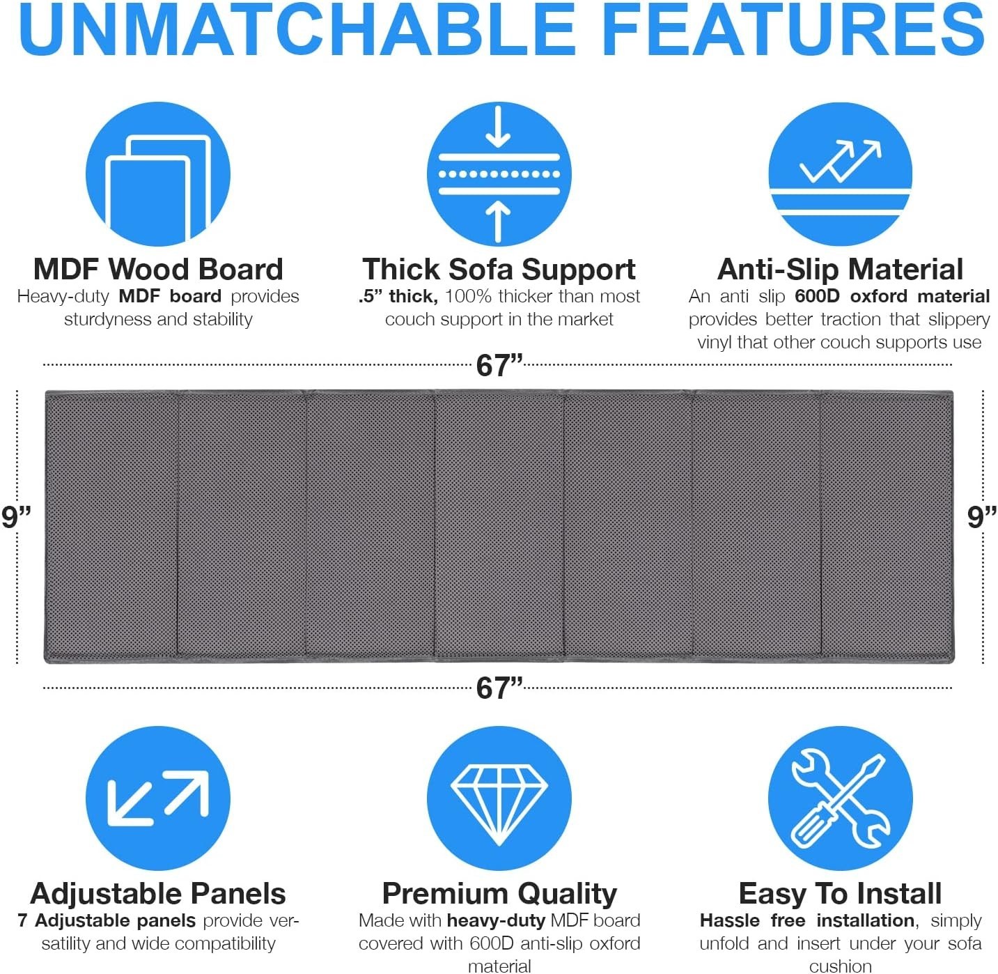 2Pack Under Couch Cushion Support Board 18x67 Extra Strong Sagging Fix gallery