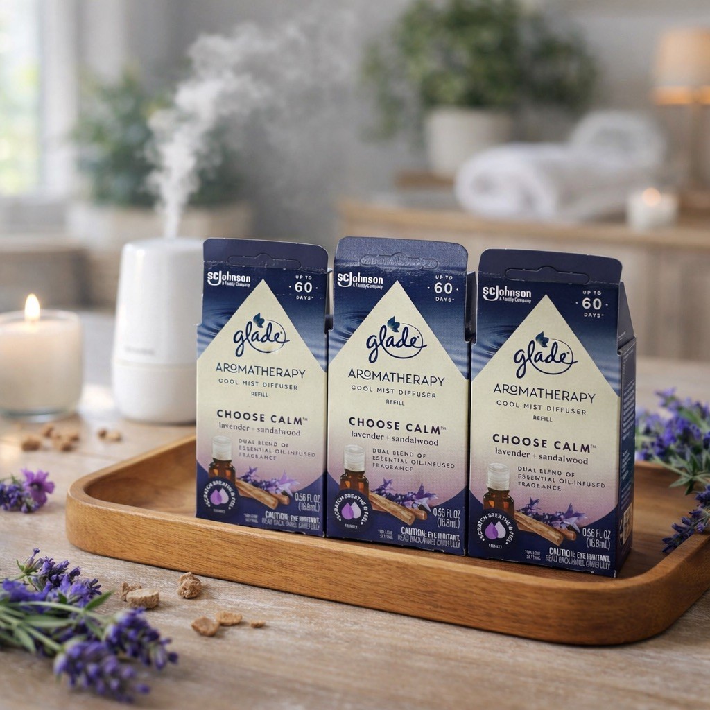3 Pack Glade Cool Mist Diffuser Oil Refill Choose Calm Lavender+Sandalwood 0.56 gallery
