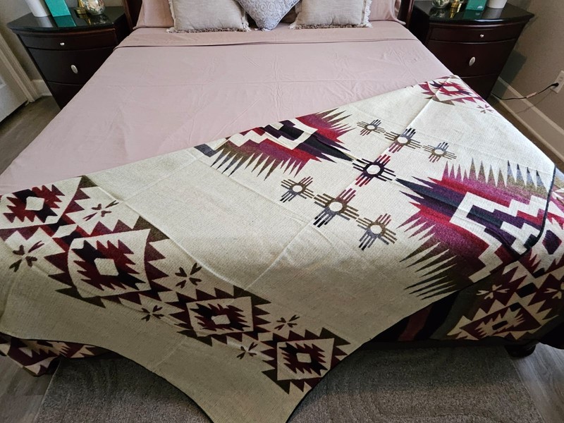 EXTRA LARGE, REVERSIBLE, ALPACA WOOL,MULTICOLOR BLANKET ECUADOR 74,8x91,33 in gallery