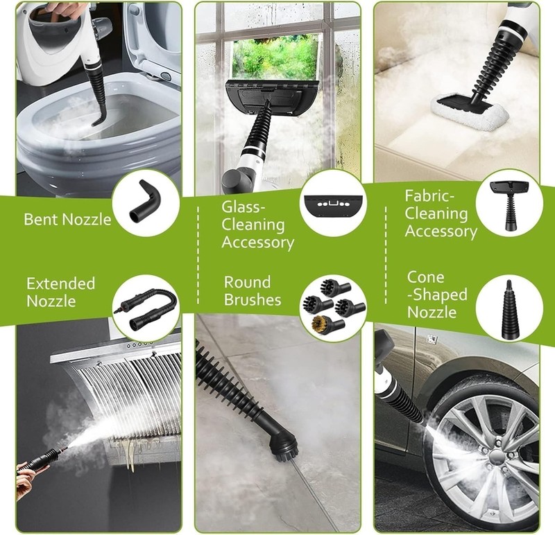 Pressurized Handheld Multi-Surface Natural Steam Cleaner with 12 pcs Accessories gallery
