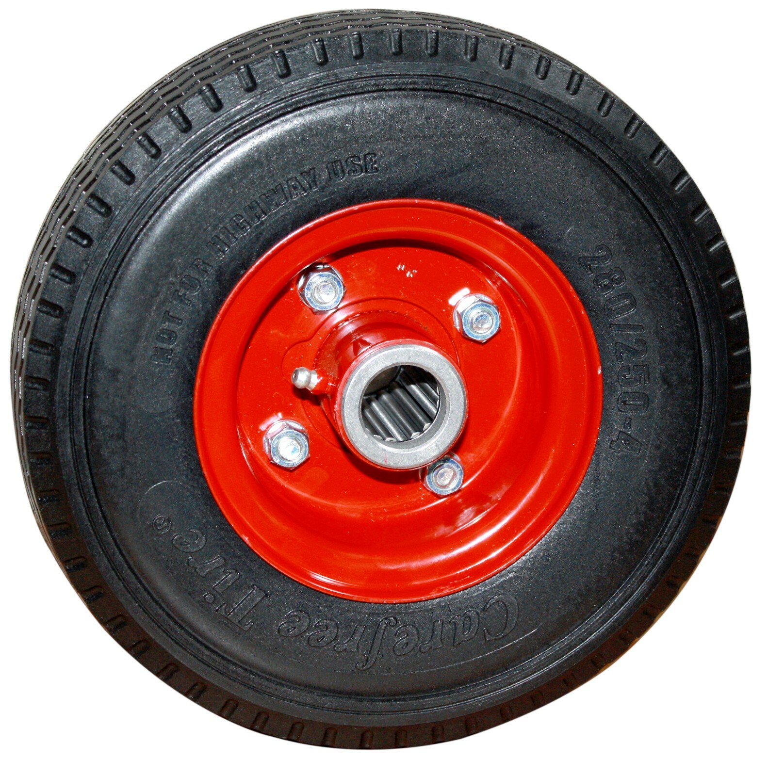 2.80/2.50-4 Carefree Solid Tire & Wheel assembly 1" Roller Bearing Eliminator gallery