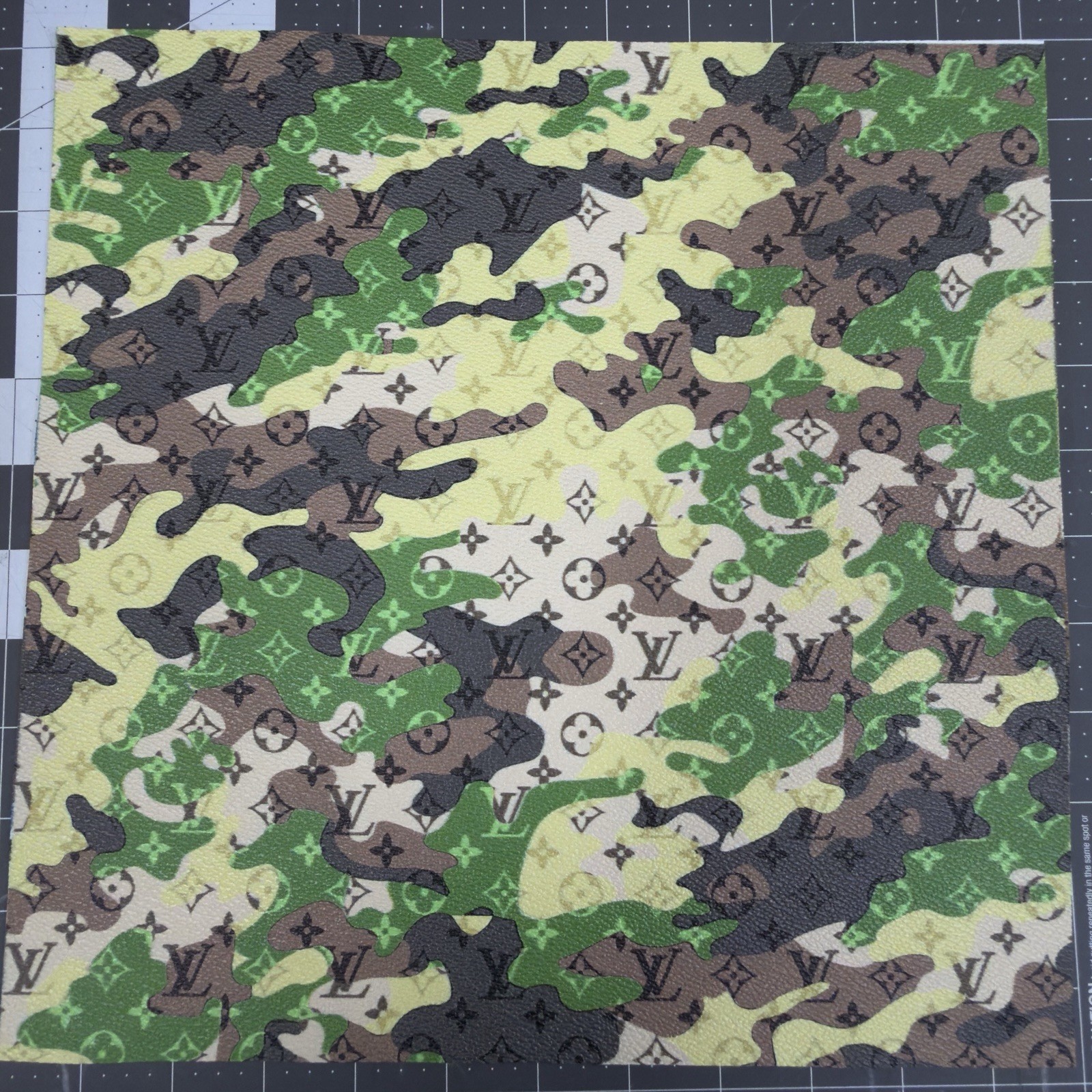 LV Green Camouflage Monogram Vinyl for Crafting Classic Size piece 12" X 12" gallery