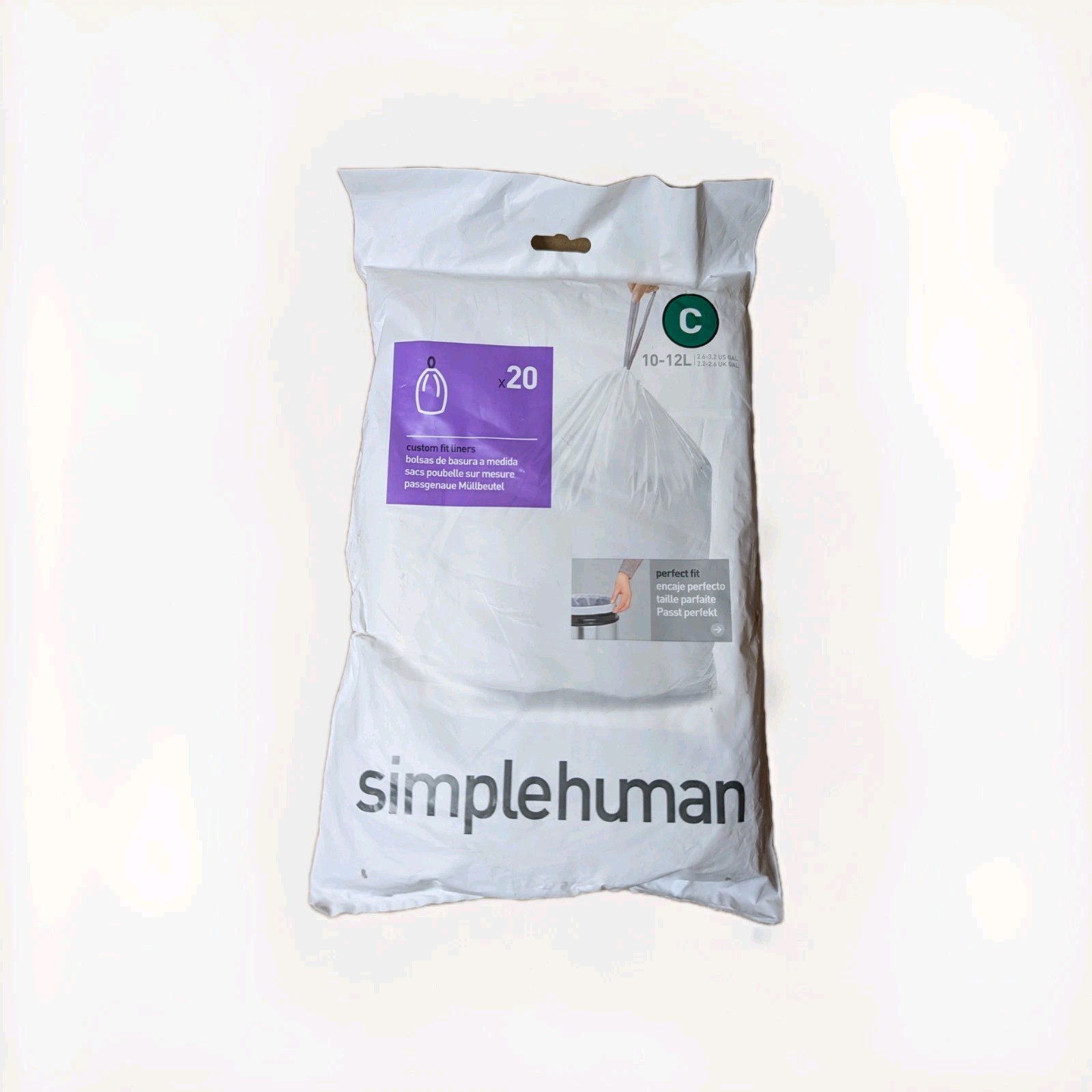5PK! Simplehuman Trash Can Liners Code C 10-12 Liters/2.6-3.2 Gal -20 Count Each gallery