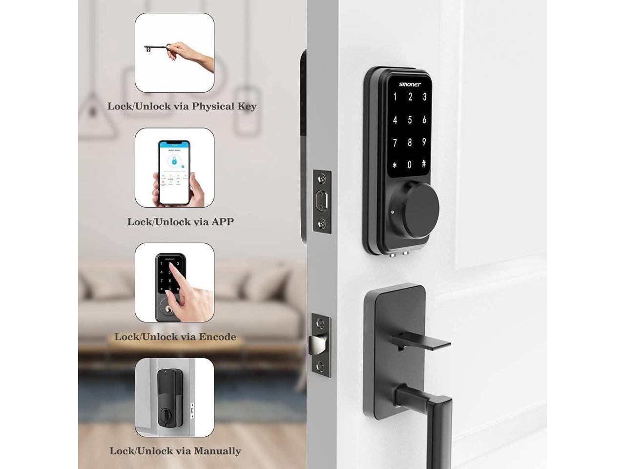 SMONET Smart Door Lock Deadbolt Keyless Entry Digital Keypad Electronic Lock APP gallery