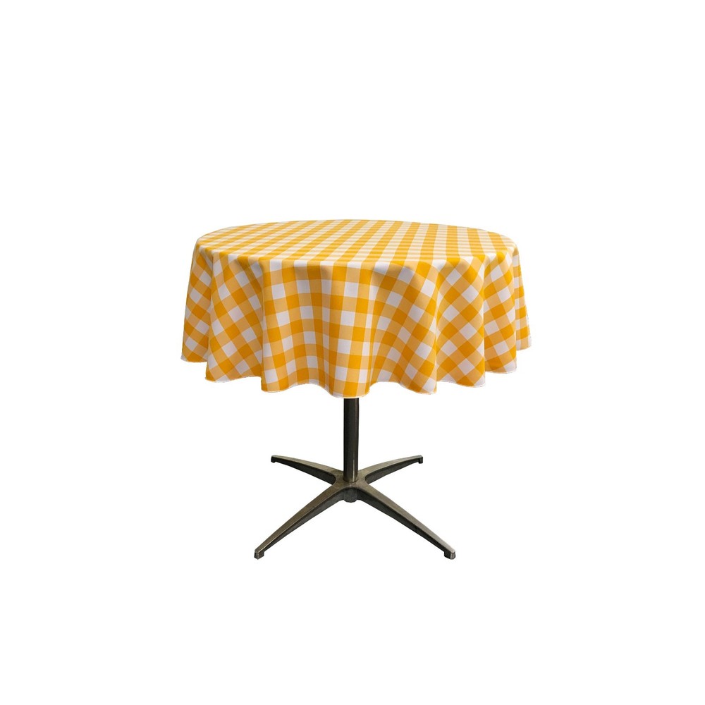 LA Linen Polyester Gingham Checkered 58-Inch Round Tablecloth. Made in USA