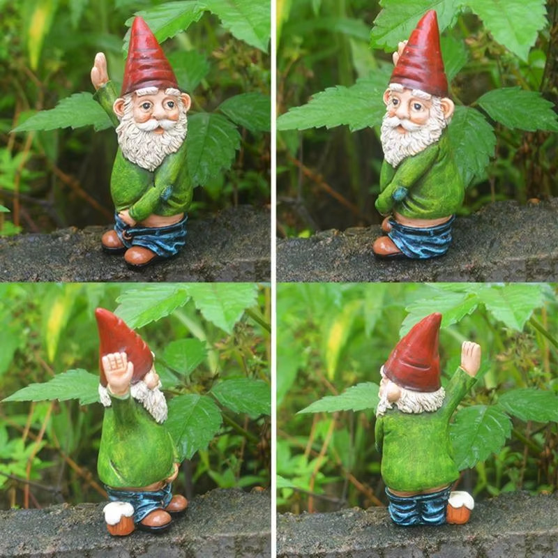 Creative Urinating Gnome Statue Resin Crafts White Bearded Old Man Dwarf Sculptu gallery