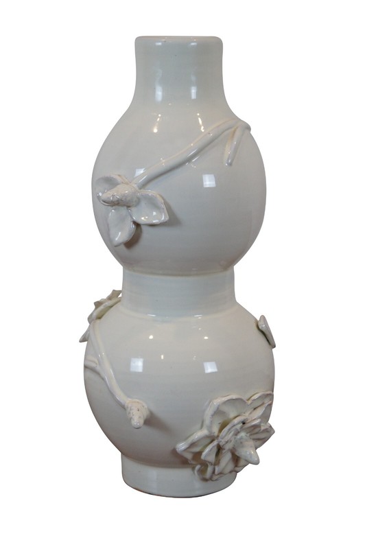 Global Views Ceramic Lotus Double Gourd Vase Blanc De Chine White Floral Italy gallery