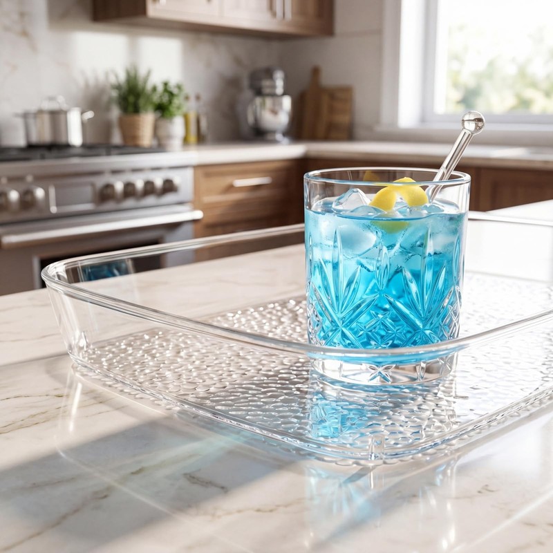 4 Pack Clear Serving Tray, 15 x 10 Inch Deep Serving Platter, Spill Proof Dec... gallery