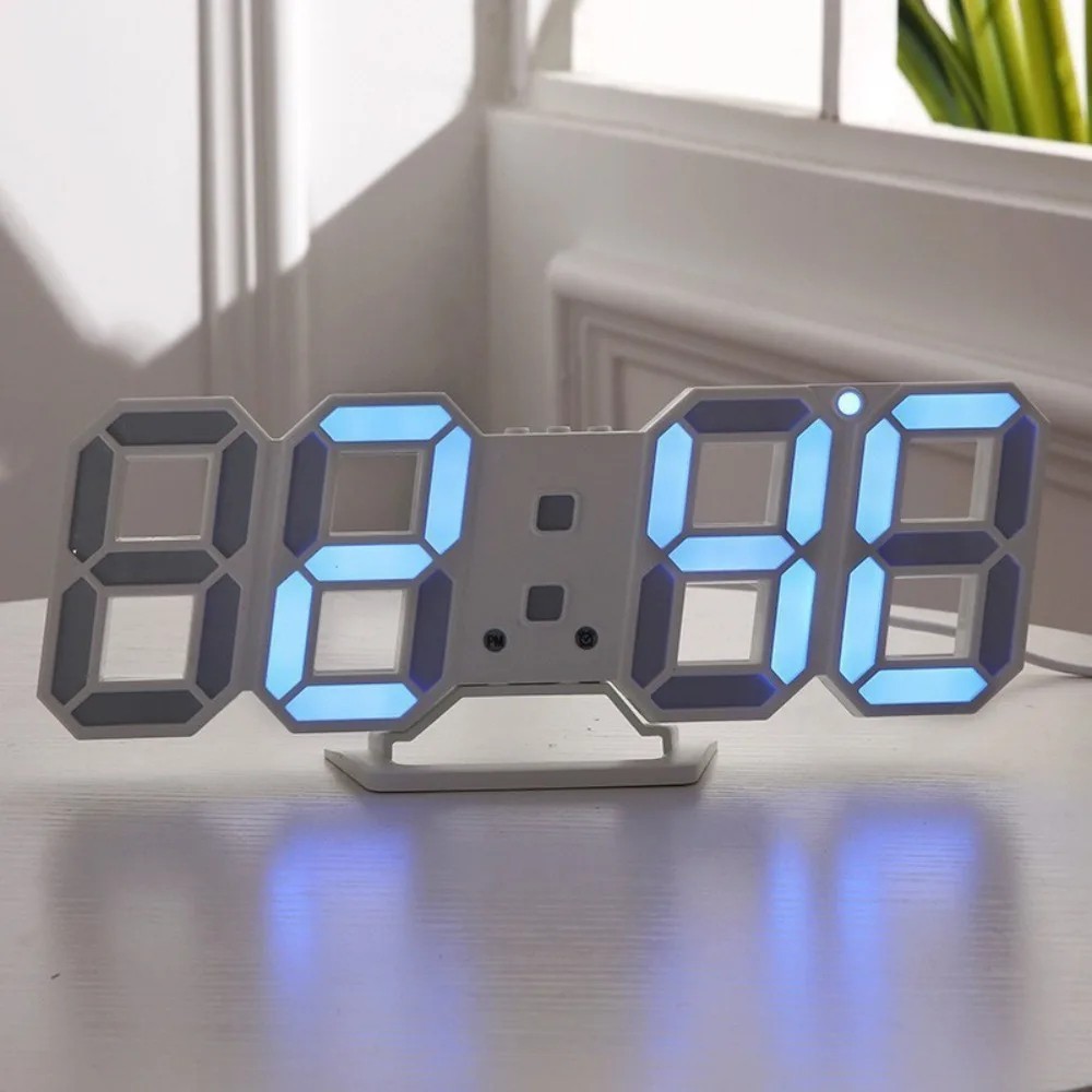 Digital 3D LED Big Wall Desk Alarm Clock Snooze 12/24 Hours Auto Brightness USB gallery