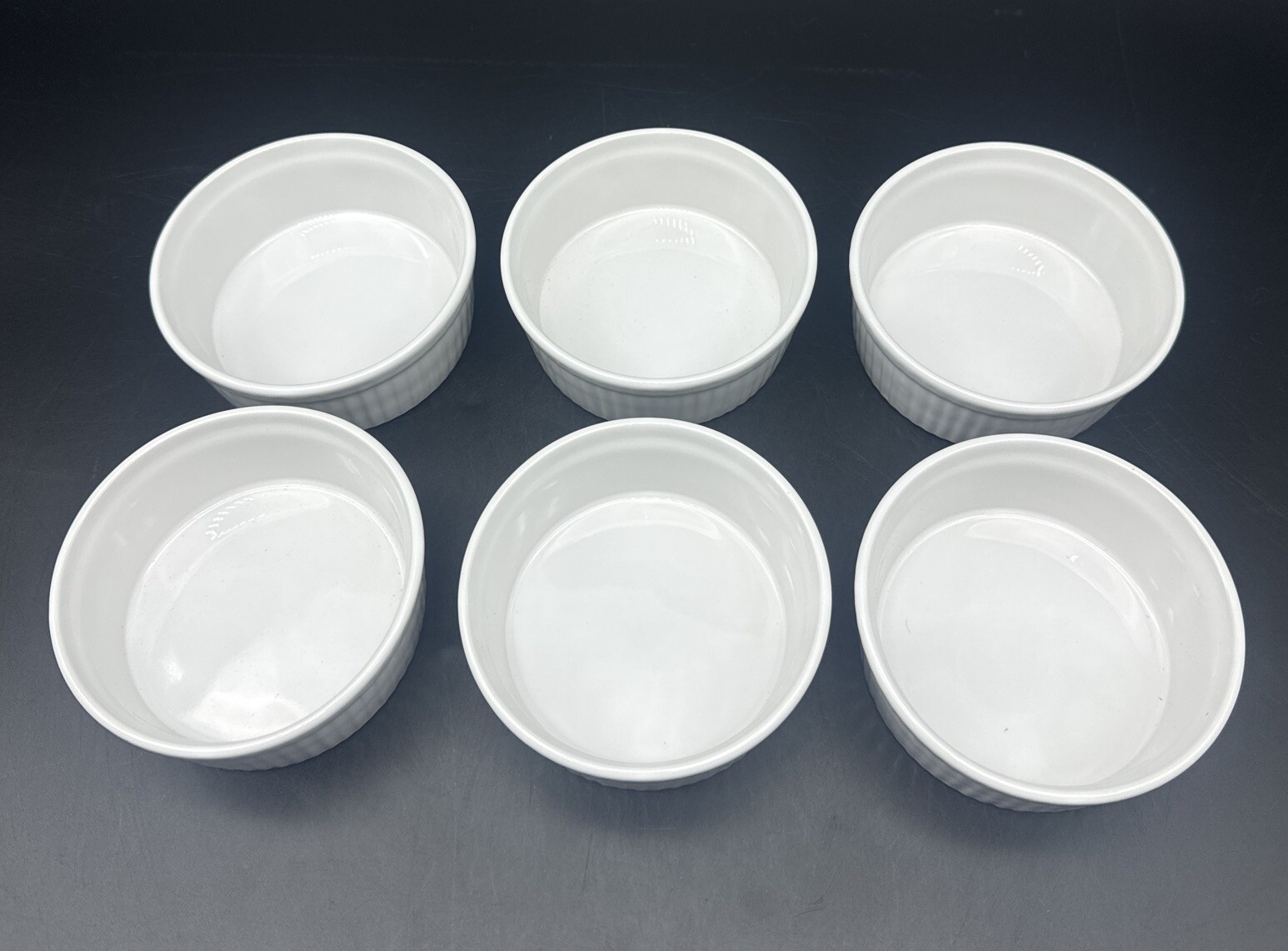ITI European White Ceramic Fluted Ramekin 6oz Set Of 6 NEW gallery