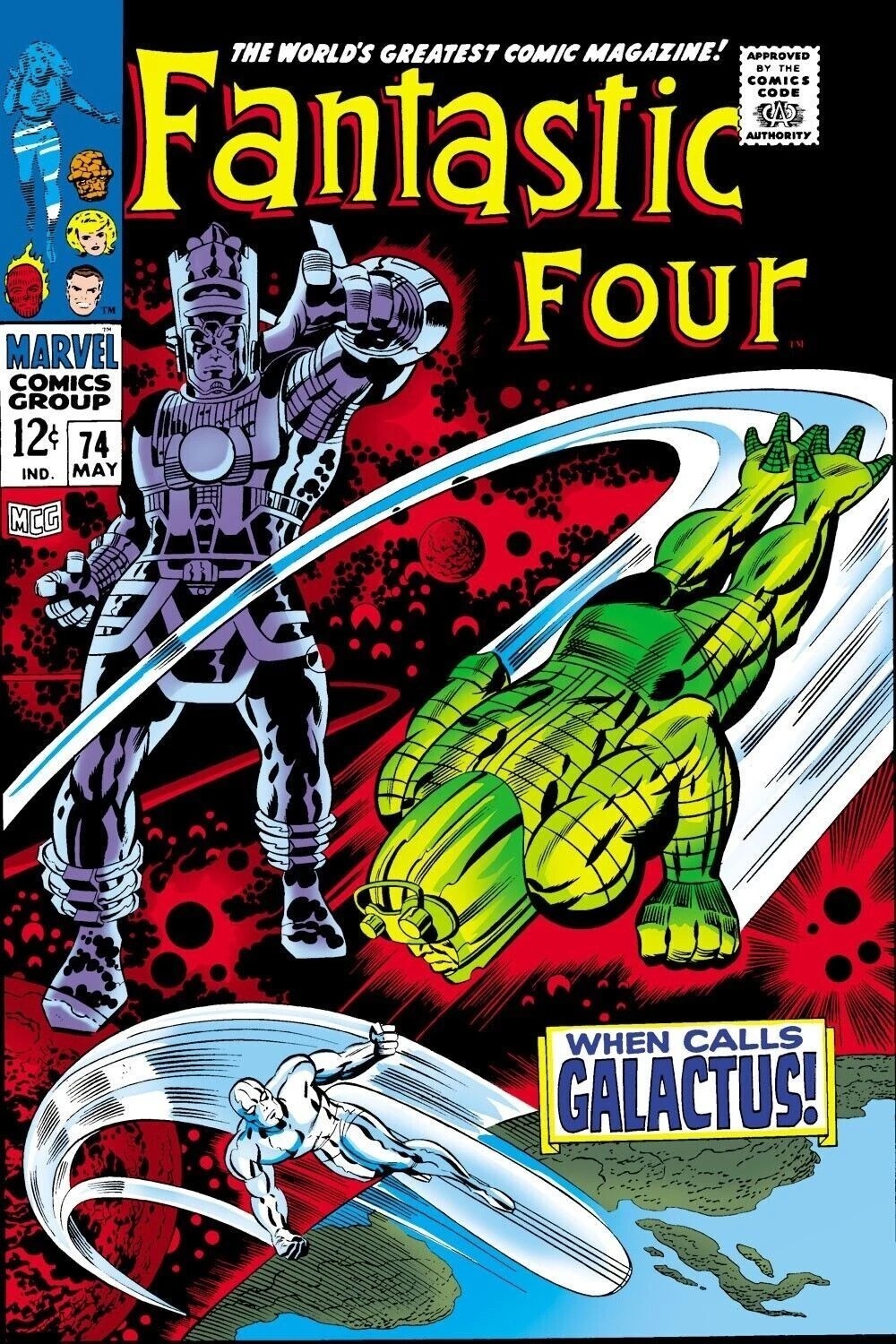 FANTASTIC FOUR #74 COMIC BOOK COVER glossy Poster print 16"x24" home decor gallery
