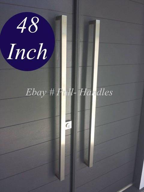 Entry Door Pull Handle push Square Long stainless steel Modern Entrance Glass gallery
