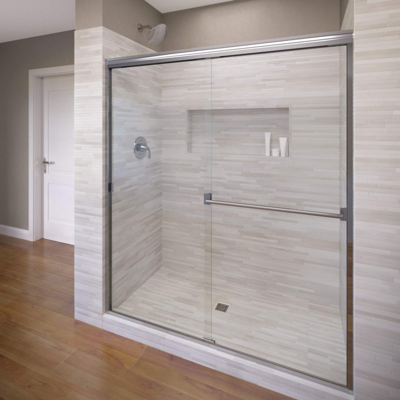 Basco ECPPCLC51SV Classic semi-frameless sliding shower door parts, Chrome gallery