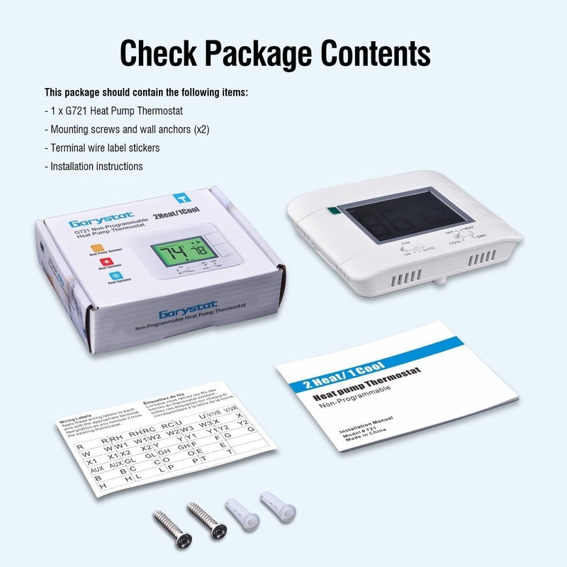 Non-Programmable Heat Pump Thermostat For House 2 Heat/1 Cool, With Temperature gallery