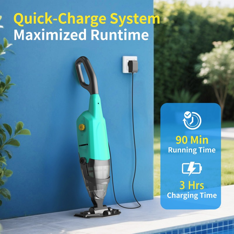 Cordless Rechargeable Pool Vacuum Handheld Cleaner 90min IPX8 w/ Telescopic Pole gallery