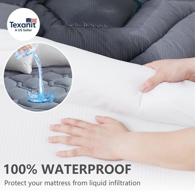King Size Mattress Pad Waterproof, Cooling Mattress Topper Noiseless, Leak Proof gallery