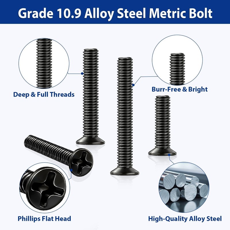 1120Pcs M3 Countersunk Screws Kit, M3 Flat Head Screws, Phillips Bolts Nuts W... gallery