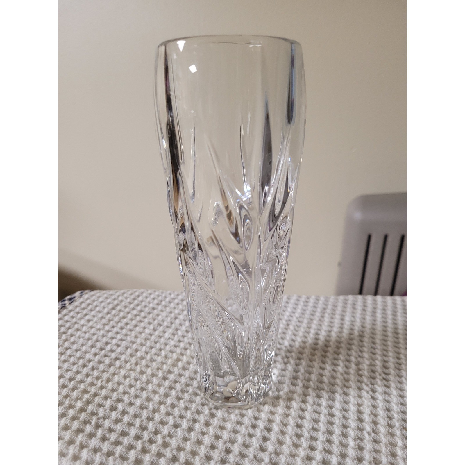 Lead Crystal Bud Vase 8 Inch Tall Flame Pattern Bohemia Mikasa Style gallery