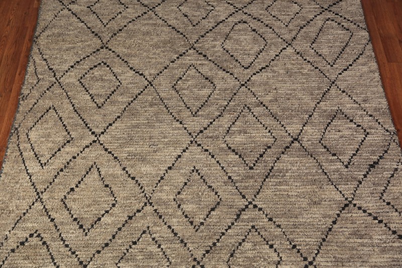 Custom Luxury Hand-Knotted Moroccan Wool Rug Modern Home Decor 6x9 ft gallery