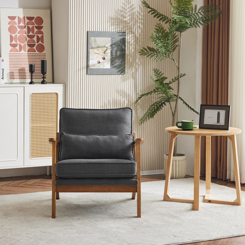 Accent Single Sofa Comfy Upholstered Chair Solid Hardwood Living Room Bar Office gallery