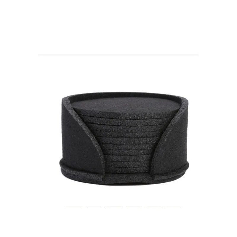 10pcs Round Felt Coasters Set with Holder – Heat Resistant Drink Mats for Table gallery