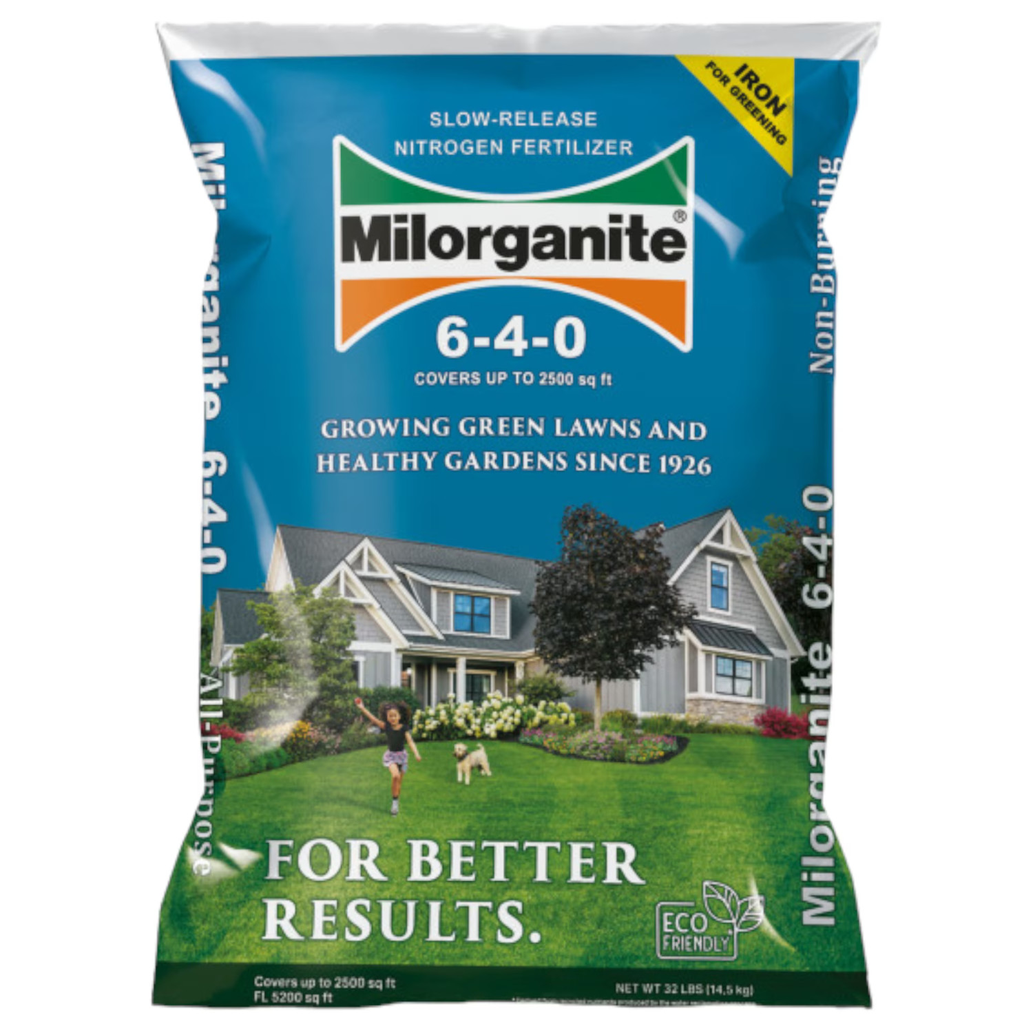 (2 pack) Milorganite Long Lasting All Purpose Lawn Food, 6-4-0 Fertilizer, 32 lb gallery