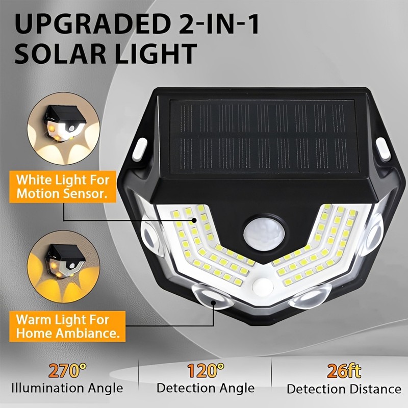 2 Pack LED Motion Sensor Solar Lights ,Outdoor IP65 Waterproof Security Lamp gallery